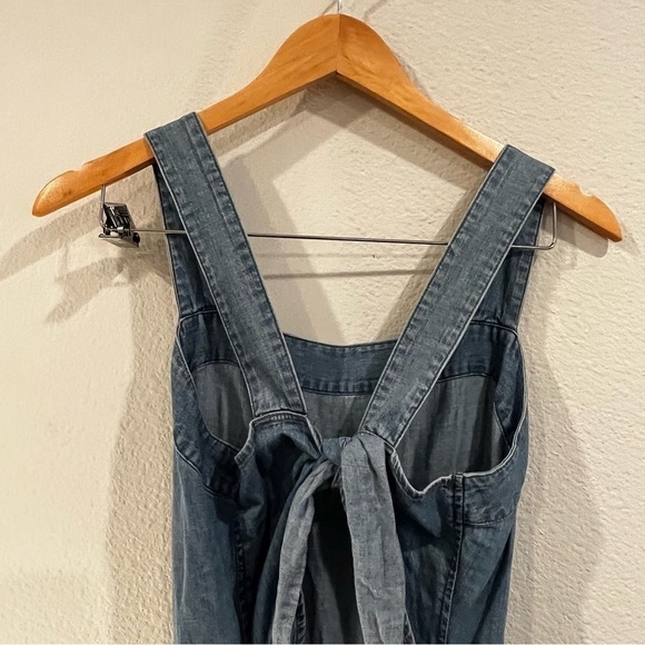 Madewell Denim Apron Bow-Back Jumpsuit natural fiber cotton size 6 - Picture 11 of 14